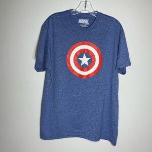 Marvel Blue Captain America Men's T-Shirt Sz L